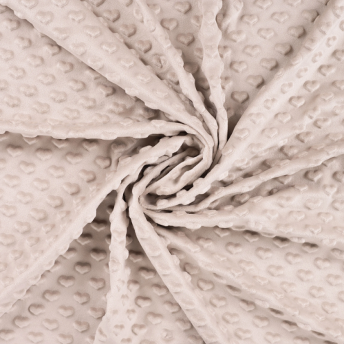 Minky Fleece "Herz" helles beige - sand